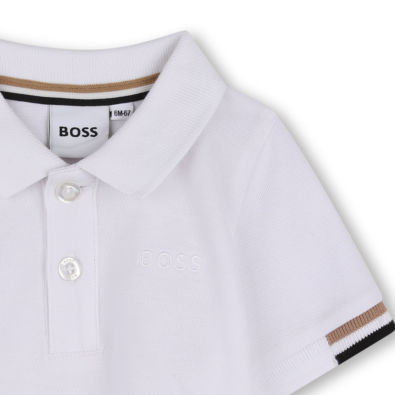 BOSS Polo para bebe color blanco tribanda en la manga