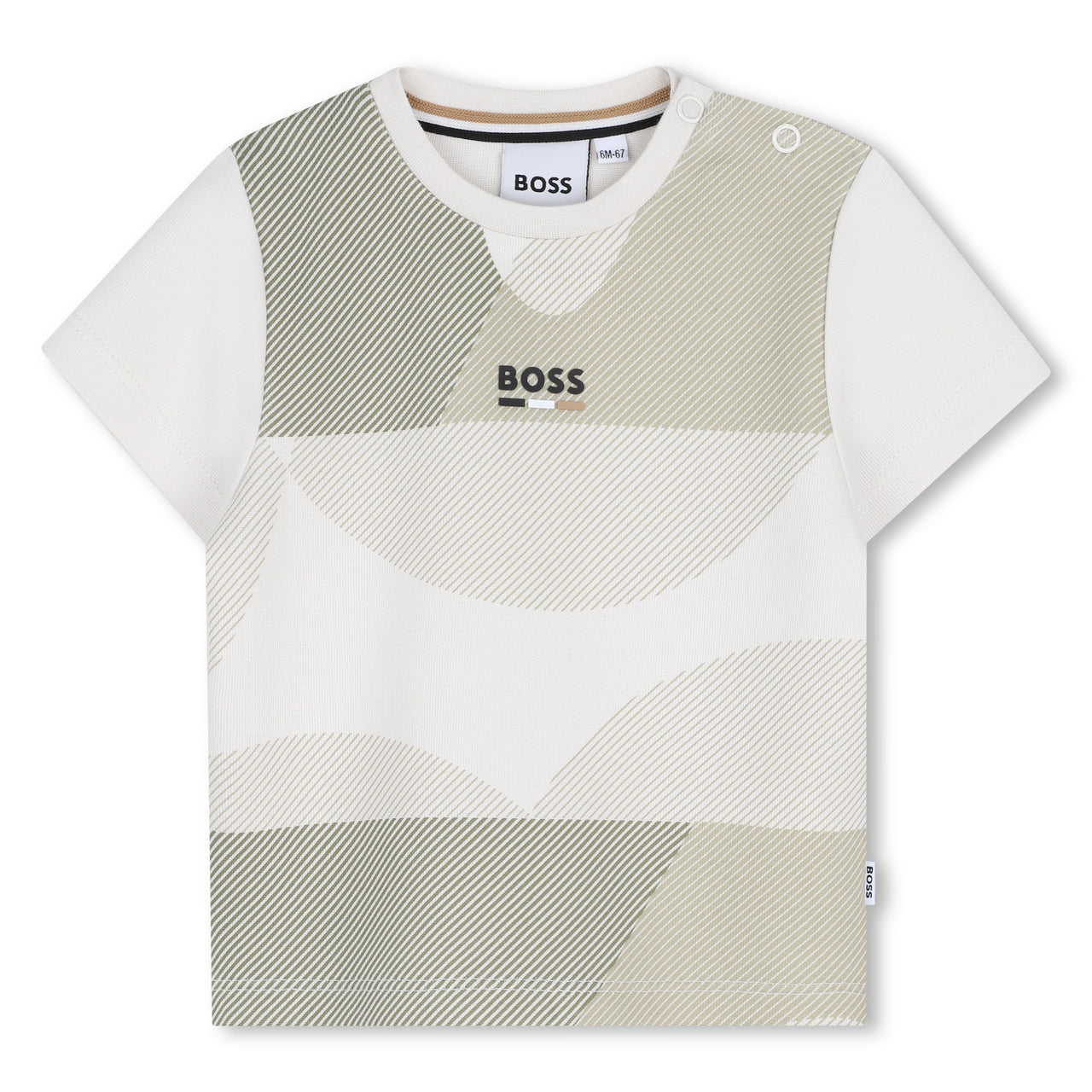 BOSS playera para bebe varios tonos de beige pequeño logo al frente