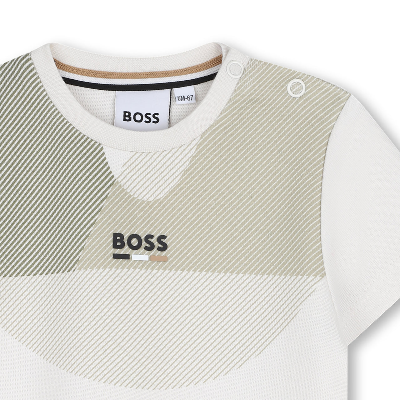 BOSS playera para bebe varios tonos de beige pequeño logo al frente