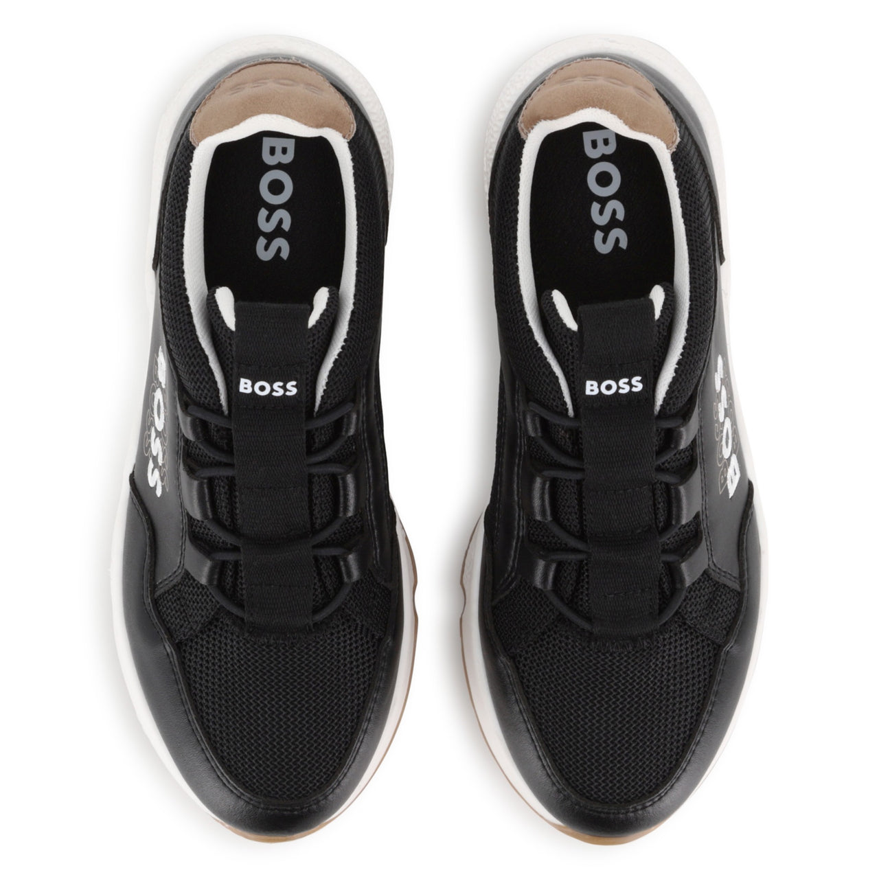 BOSS Tenis para niño unisex negros triple logo