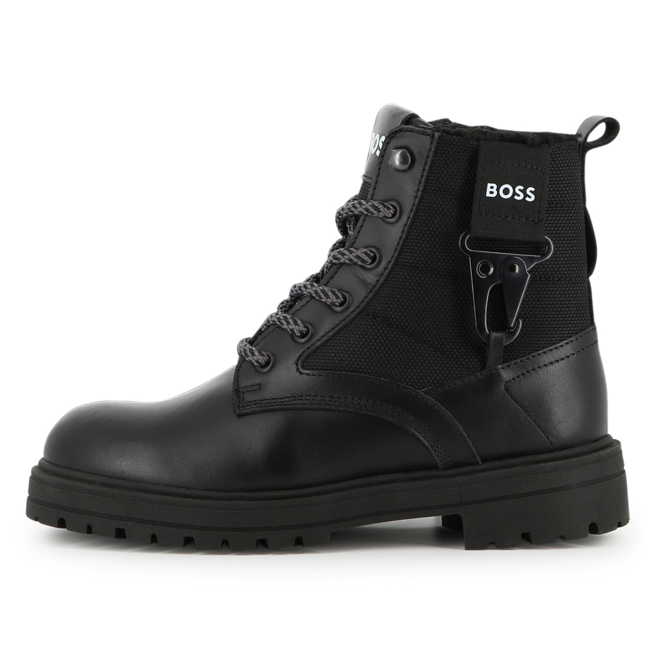 BOSS Botin para niño negro con agujetas