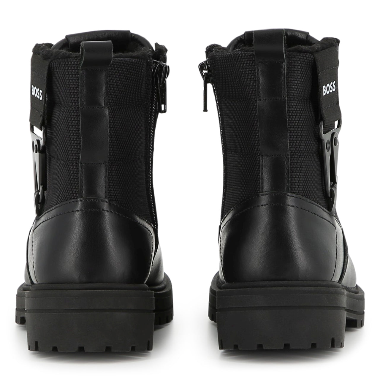 BOSS Botin para niño negro con agujetas