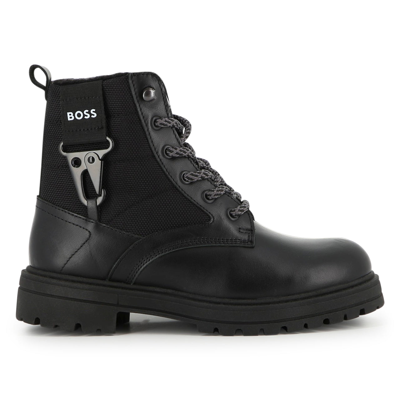 BOSS Botin para niño negro con agujetas