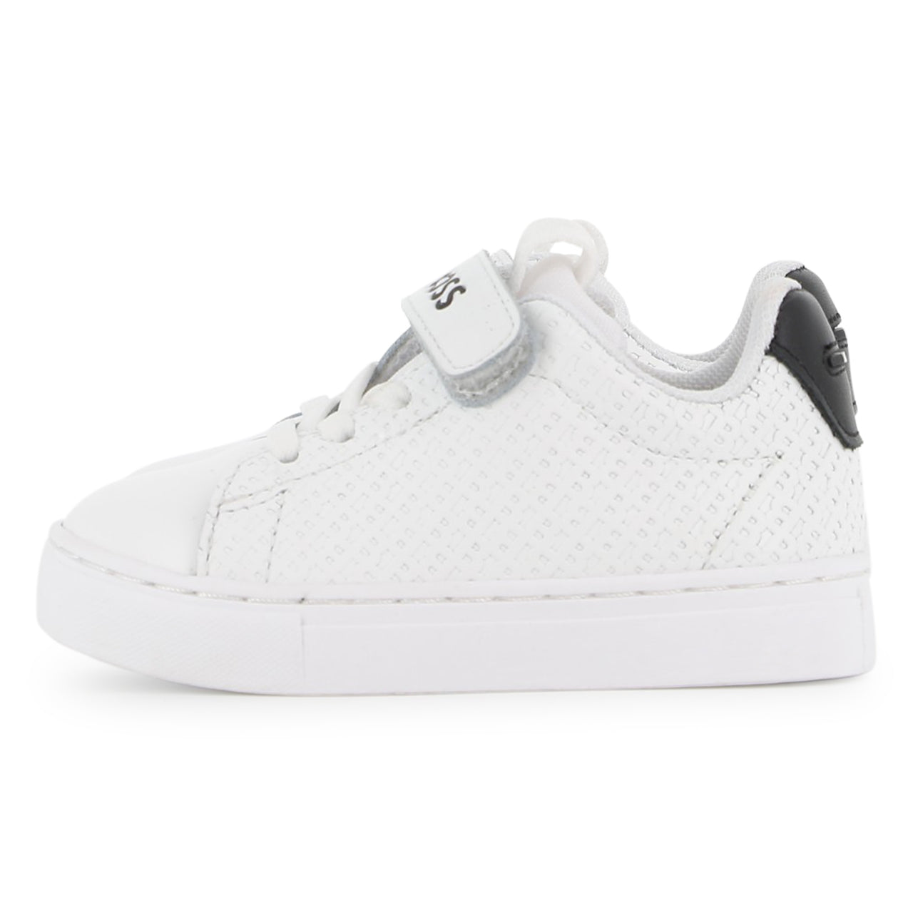 BOSS tenis para bebe con agujetas simuladas blanco, cierre con velcro