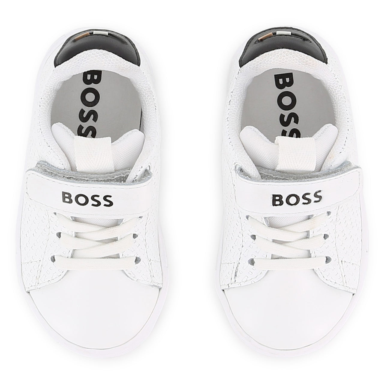 BOSS tenis para bebe con agujetas simuladas blanco, cierre con velcro
