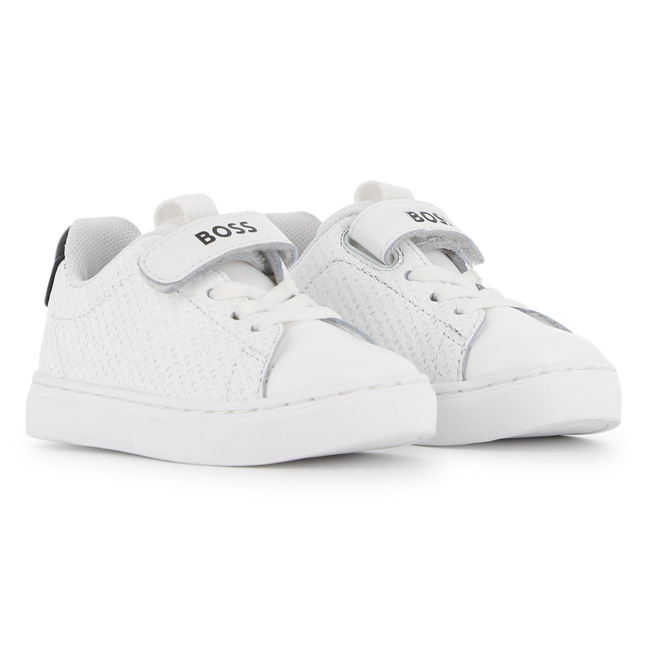 BOSS tenis para bebe con agujetas simuladas blanco, cierre con velcro