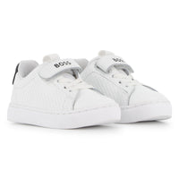 Thumbnail for BOSS tenis para bebe con agujetas simuladas blanco, cierre con velcro