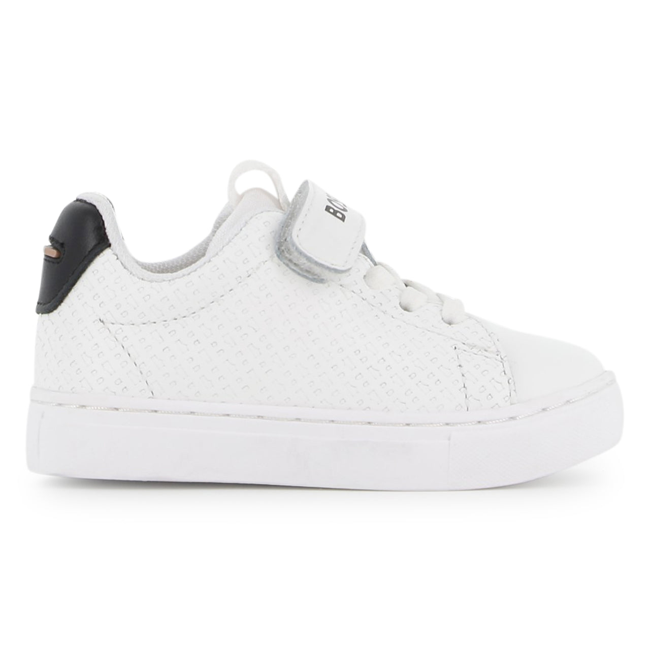 BOSS tenis para bebe con agujetas simuladas blanco, cierre con velcro