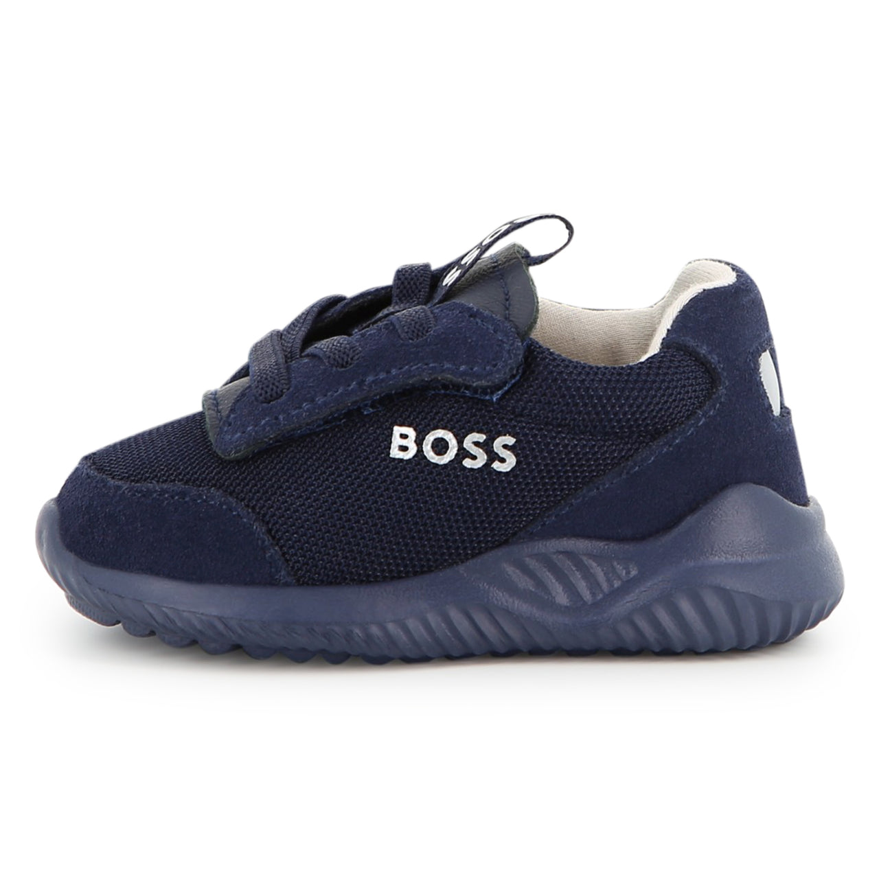 BOSS tenis para bebe con agujetas simuladas elasticas, azul marino