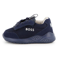 Thumbnail for BOSS tenis para bebe con agujetas simuladas elasticas, azul marino