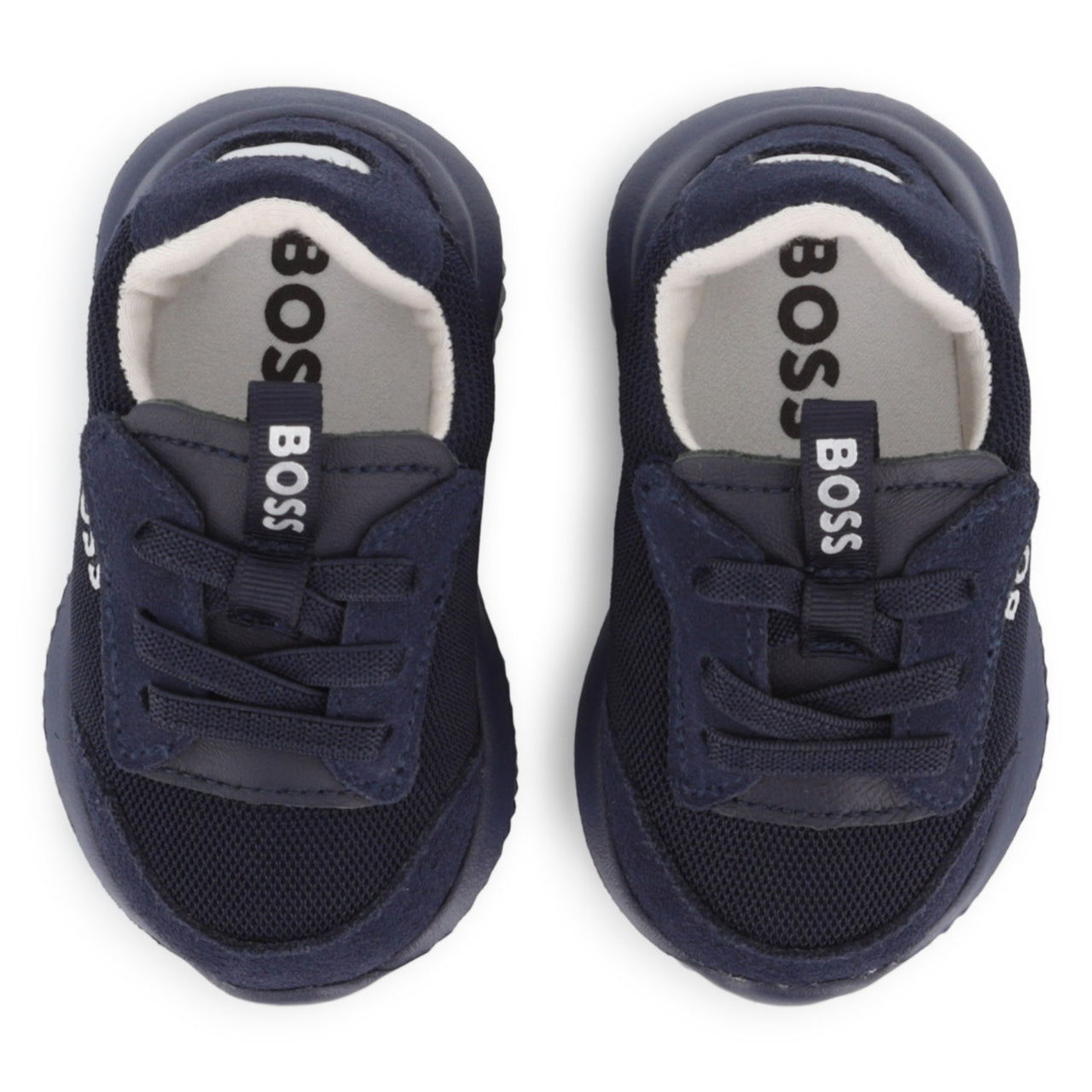 BOSS tenis para bebe con agujetas simuladas elasticas, azul marino