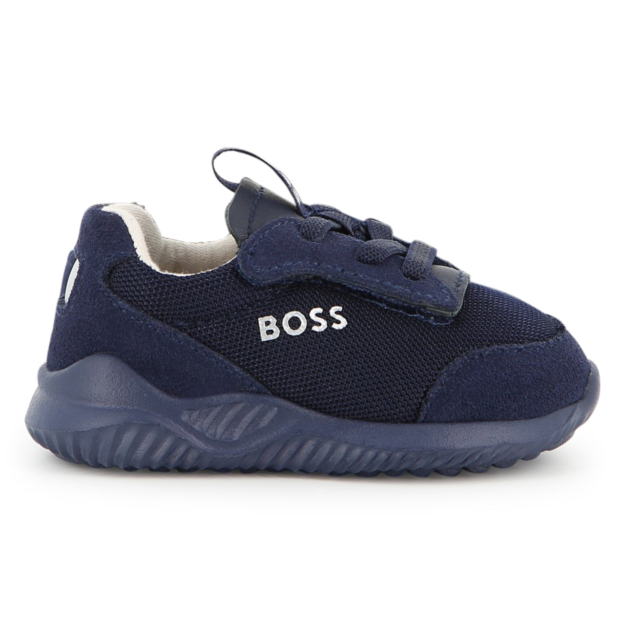 BOSS tenis para bebe con agujetas simuladas elasticas, azul marino