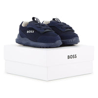 Thumbnail for BOSS tenis para bebe con agujetas simuladas elasticas, azul marino