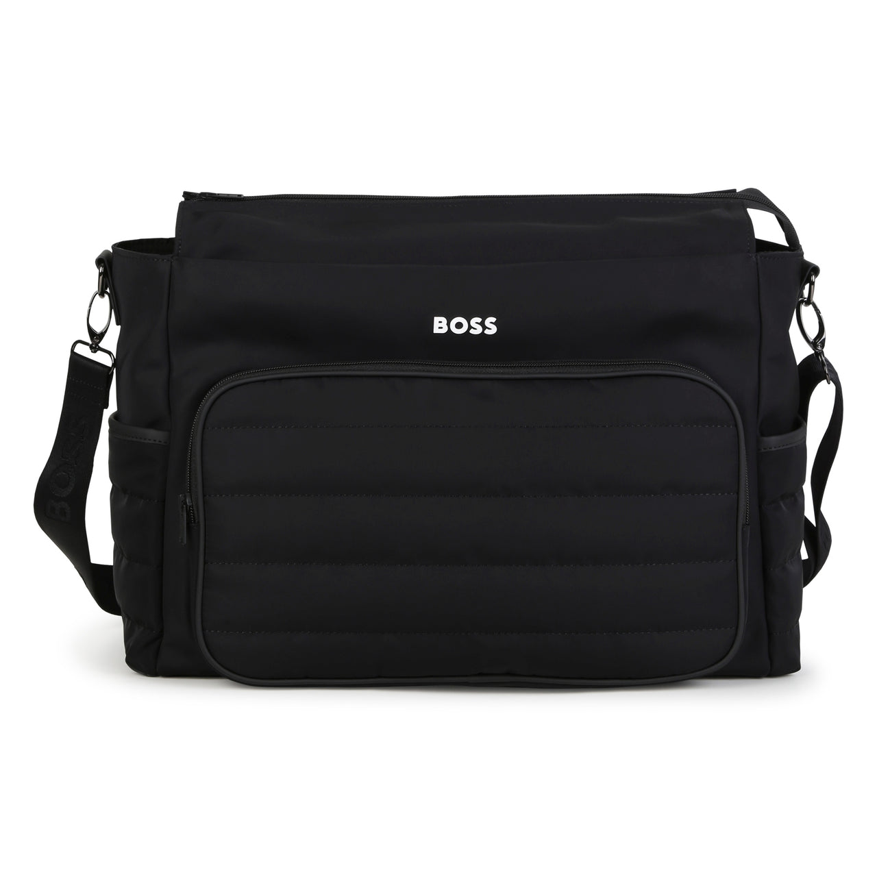 BOSS Pañalera negra pequeño logo blanco