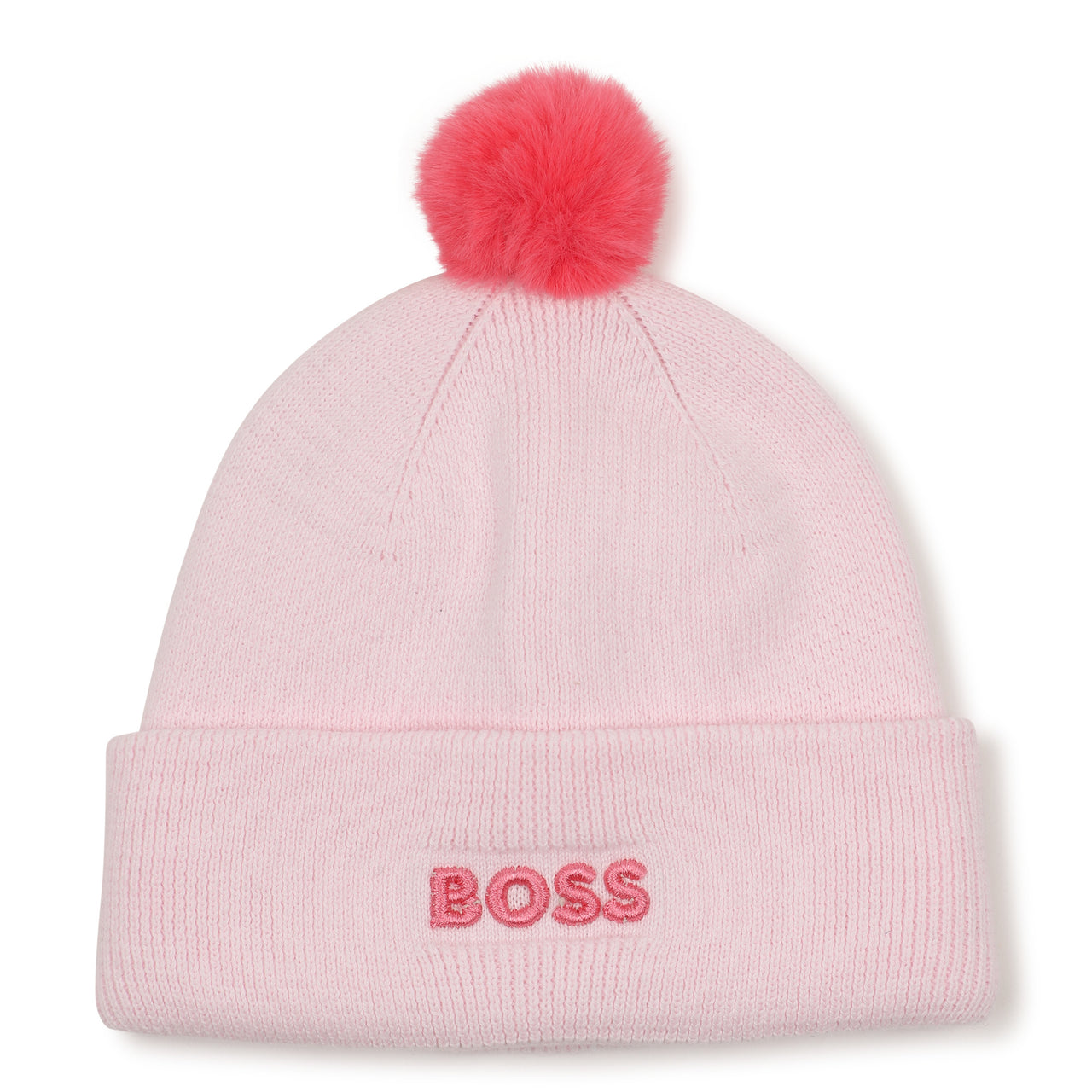 BOSS Gorro para bebe niña rosa con pompon