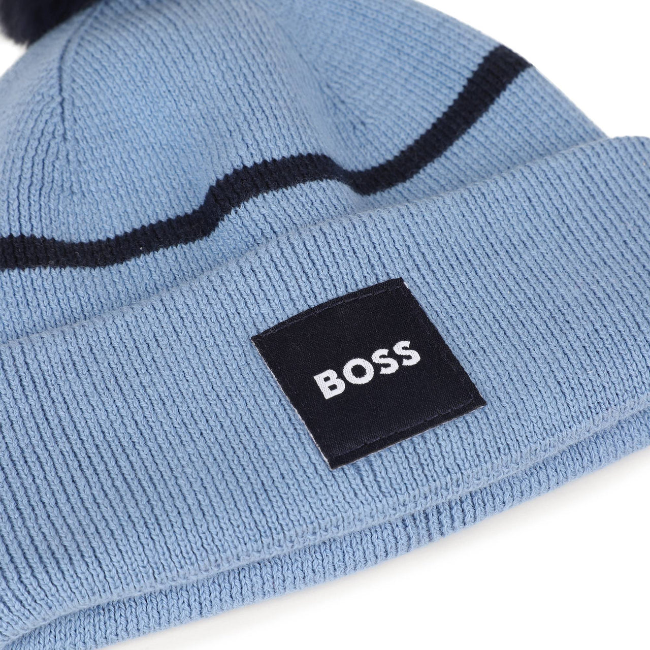 BOSS Gorro para bebe azul con pompon