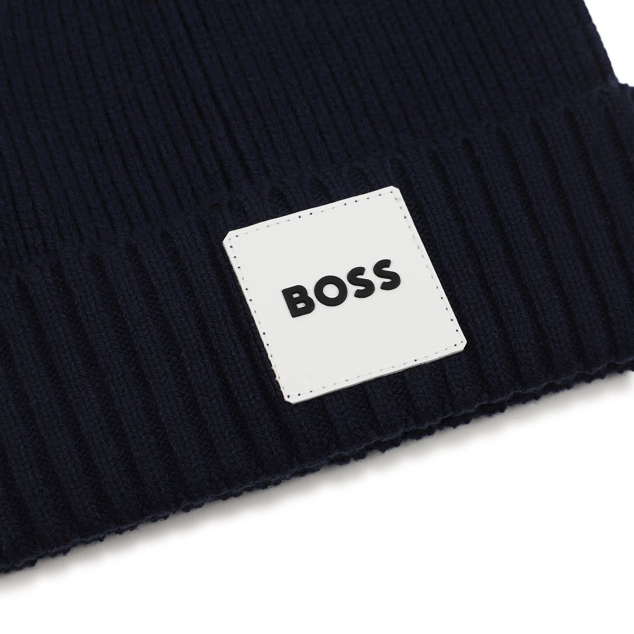 BOSS Gorro para bebe color azul marino parche al frente