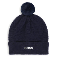 Thumbnail for BOSS Gorro para bebe color azul marino tejido con pompon