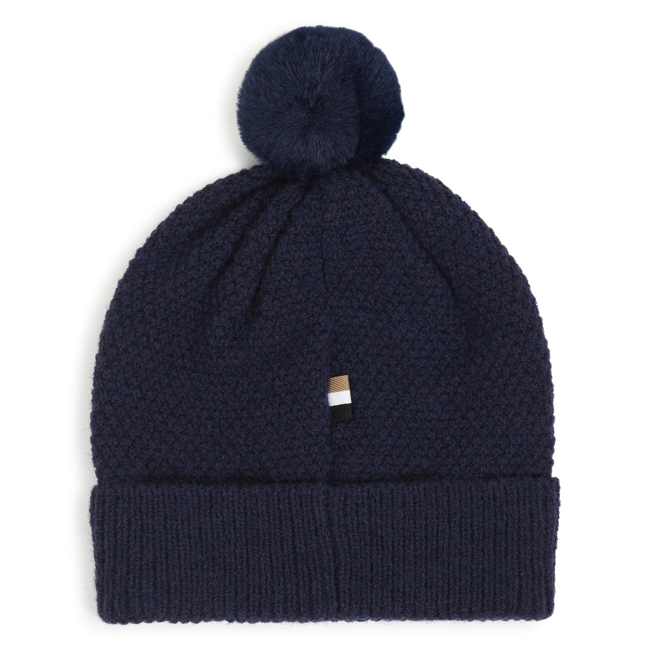 BOSS Gorro para bebe color azul marino tejido con pompon