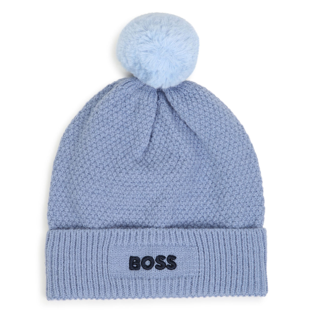 BOSS Gorro para bebe color azul tejido con pompon