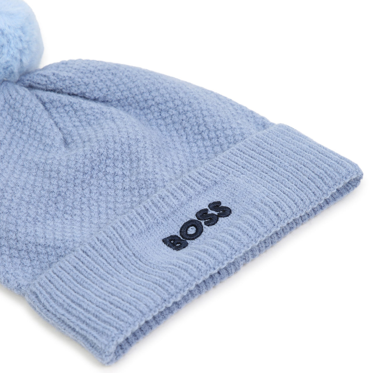 BOSS Gorro para bebe color azul tejido con pompon