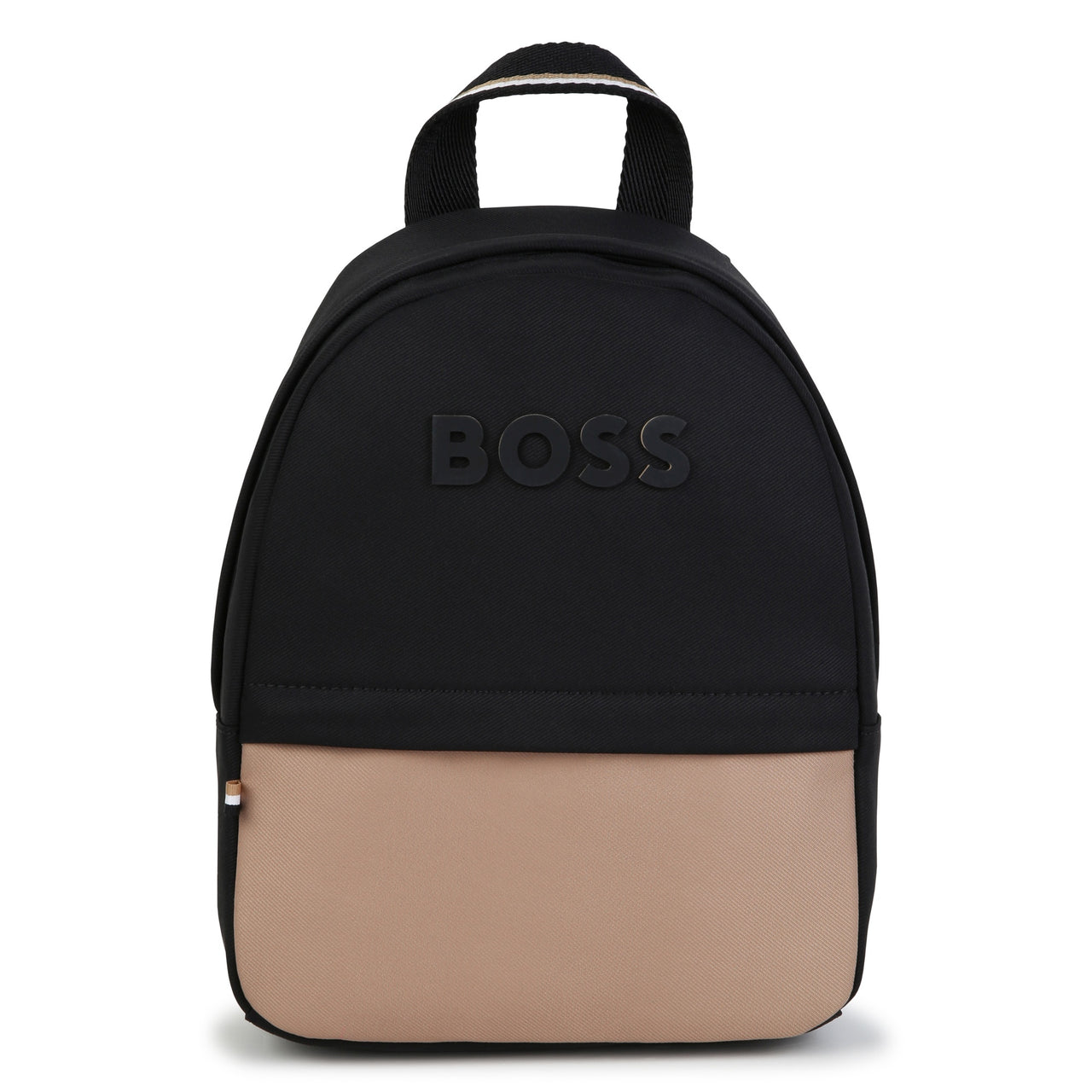 BOSS backpack para niño y teen unisex bicolor negra y cookie pequeño logo, al frente