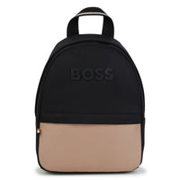 Thumbnail for BOSS backpack para niño y teen unisex bicolor negra y cookie pequeño logo, al frente