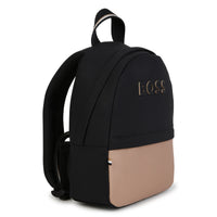 Thumbnail for BOSS backpack para niño y teen unisex bicolor negra y cookie pequeño logo, al frente