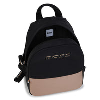 Thumbnail for BOSS backpack para niño y teen unisex bicolor negra y cookie pequeño logo, al frente