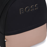 Thumbnail for BOSS backpack para niño y teen unisex bicolor negra y cookie pequeño logo, al frente