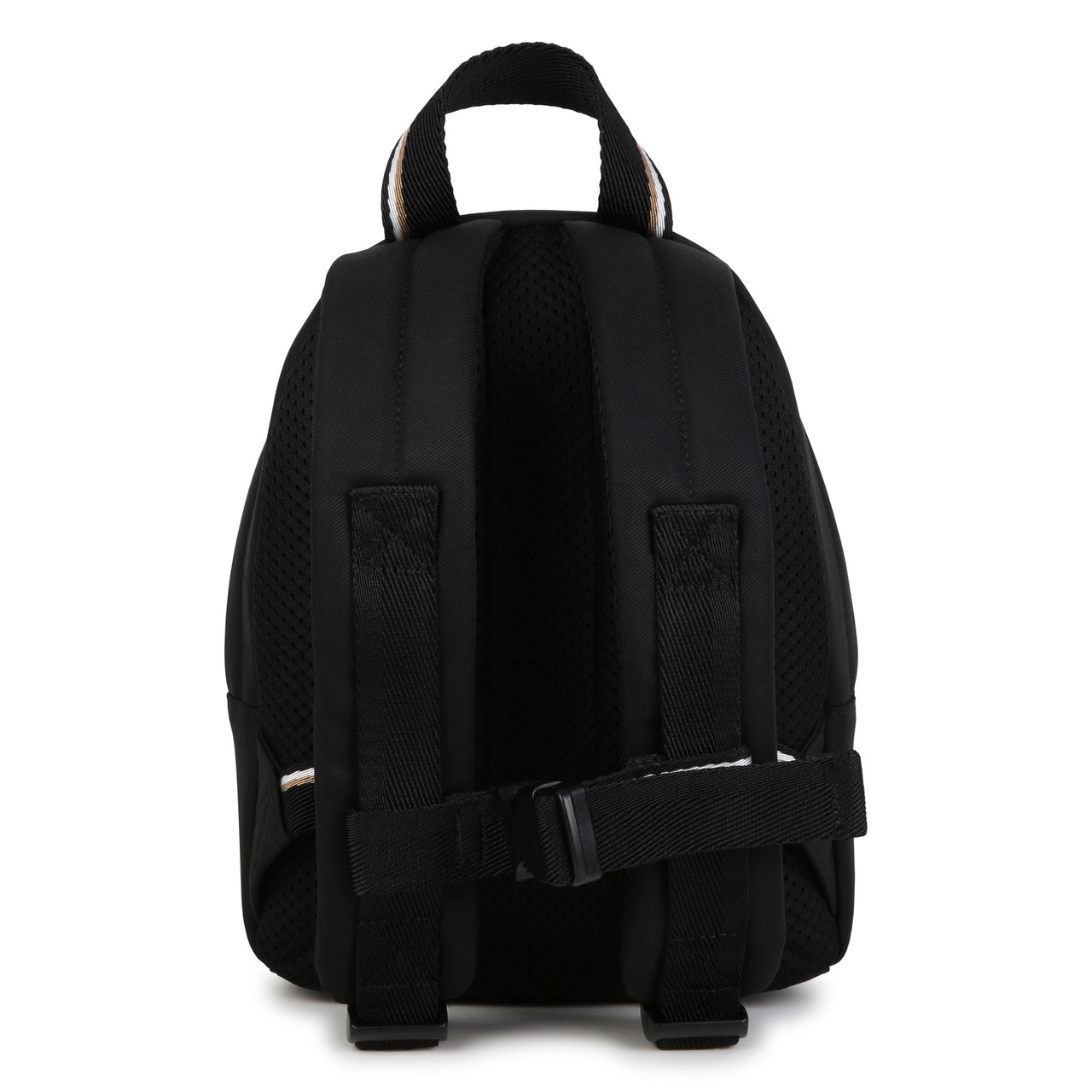 BOSS backpack para niño y teen unisex bicolor negra y cookie pequeño logo, al frente