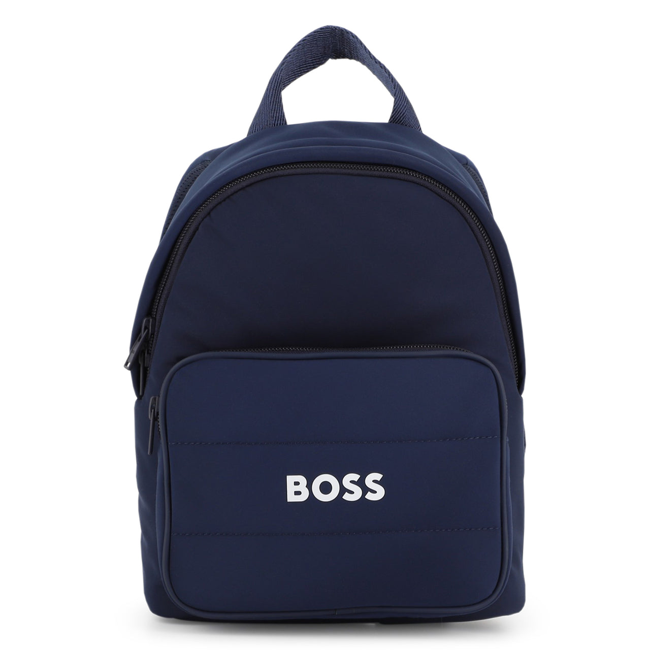 BOSS backpack pequeña para niño y teen azul marino logo, al frente en blanco