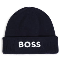 Thumbnail for BOSS Gorro para niño y teen color marino tejido big logo letras blancas