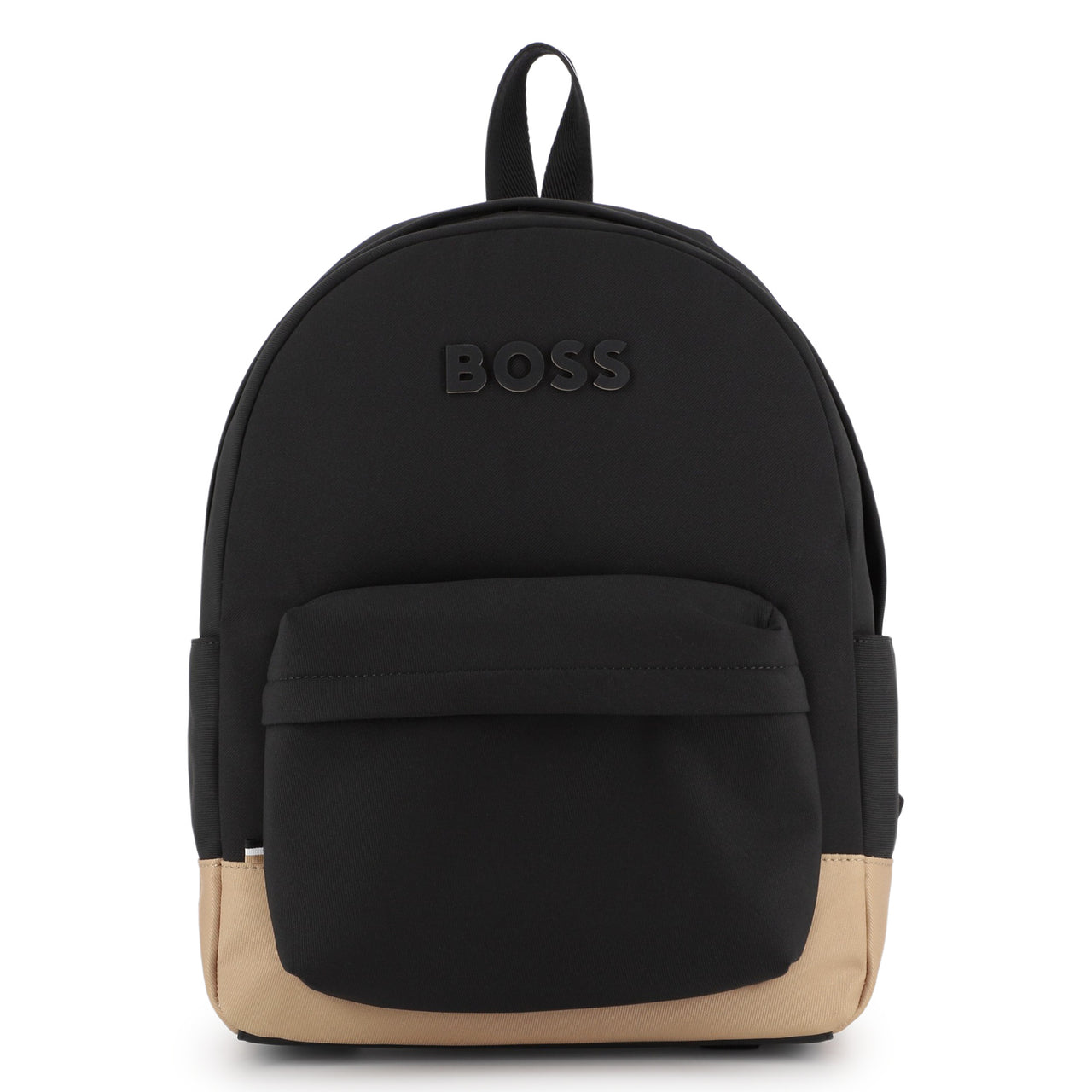 BOSS backpack para niño y teen unisex bicolor negra y cookie logo, al frente, al tono