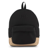 Thumbnail for BOSS backpack para niño y teen unisex bicolor negra y cookie logo, al frente, al tono