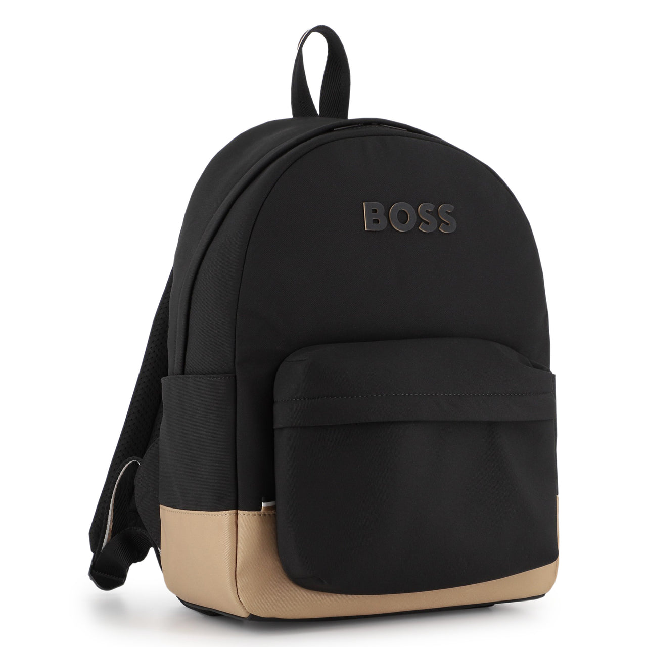 BOSS backpack para niño y teen unisex bicolor negra y cookie logo, al frente, al tono