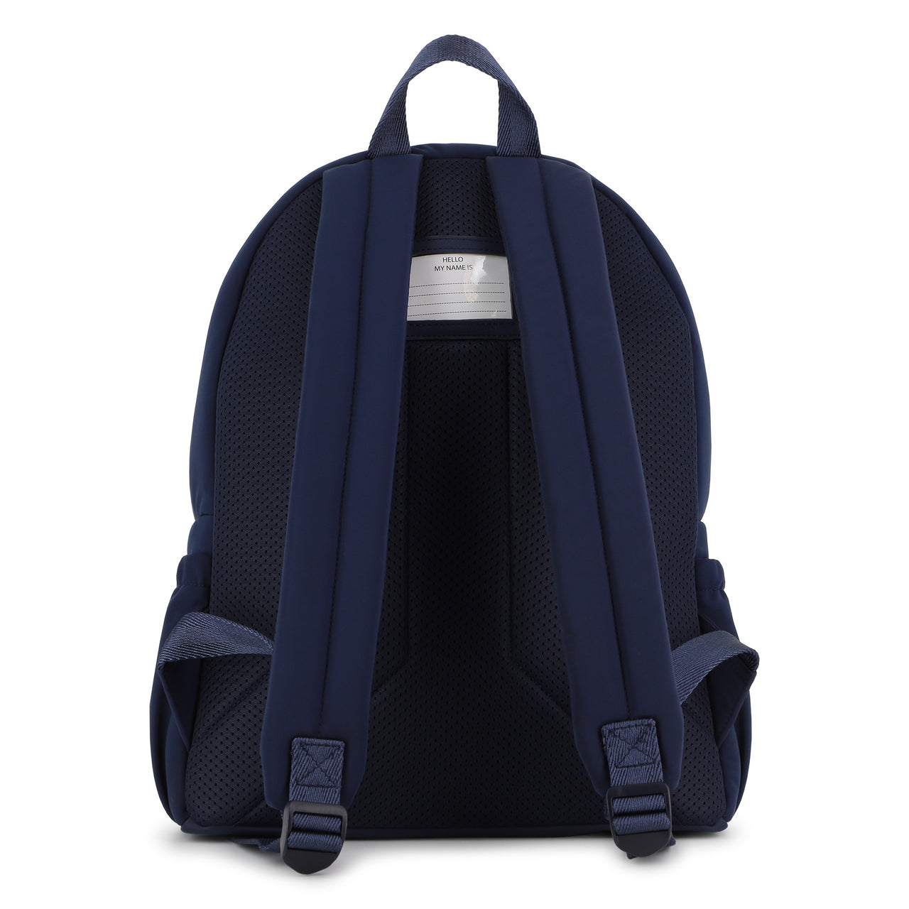 BOSS backpack para niño y teen azul marino logo, al frente en blanco