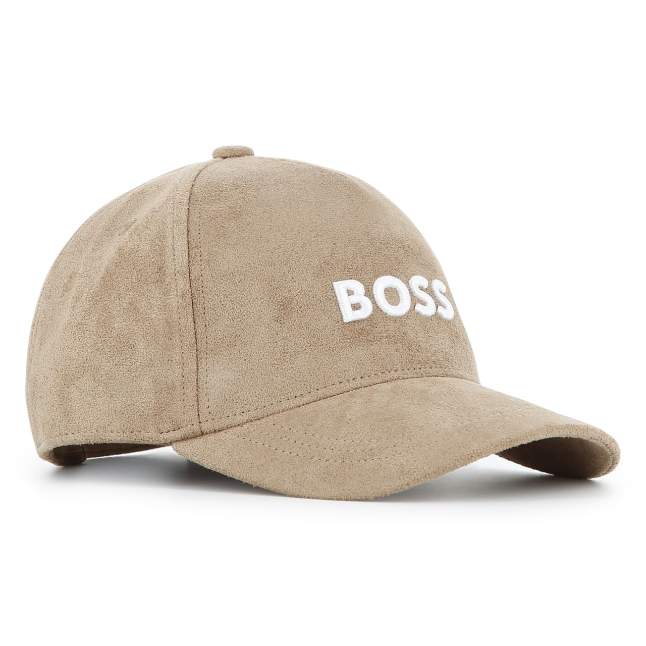 BOSS Gorra para niño y teen beige tipo gamuza logo blanco bordado