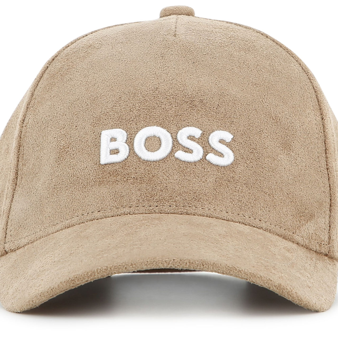 BOSS Gorra para niño y teen beige tipo gamuza logo blanco bordado