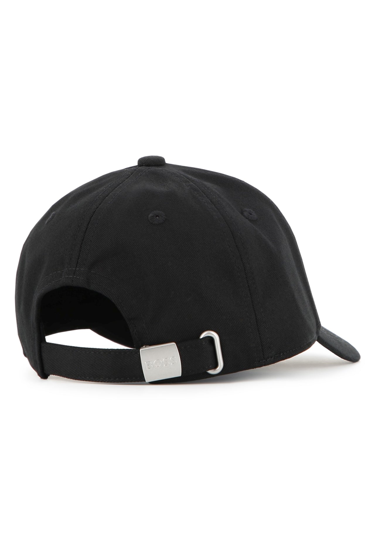 BOSS Gorra para niño y teen negra tribanda al frente con logo detr‡s