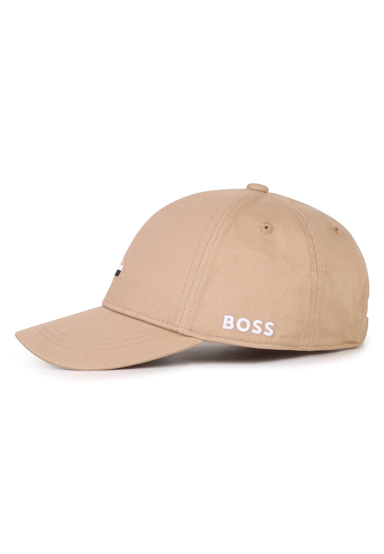 BOSS Gorra para niño y teen beige tribanda al frente con logo detras