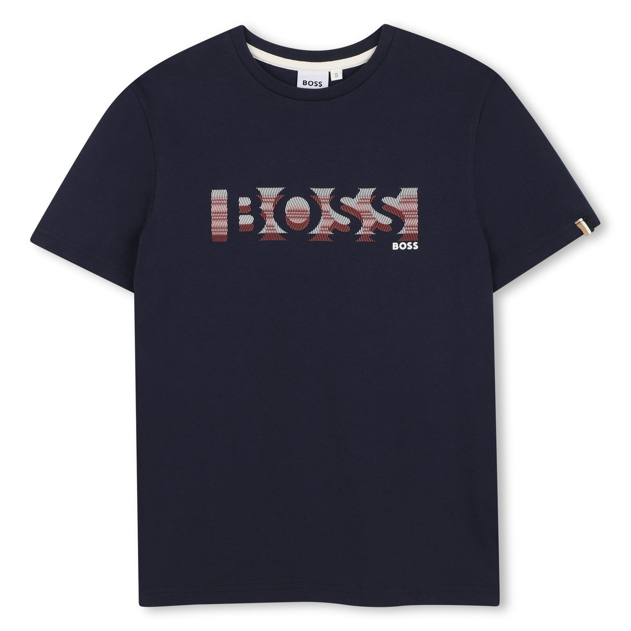BOSS Playera para niño marino logo tonos beige