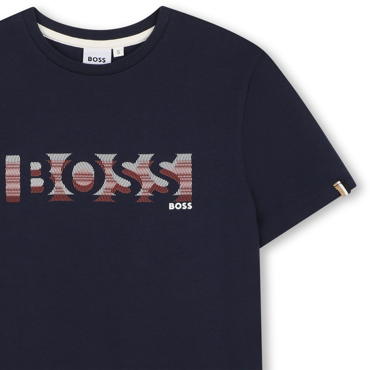 BOSS Playera para niño marino logo tonos beige