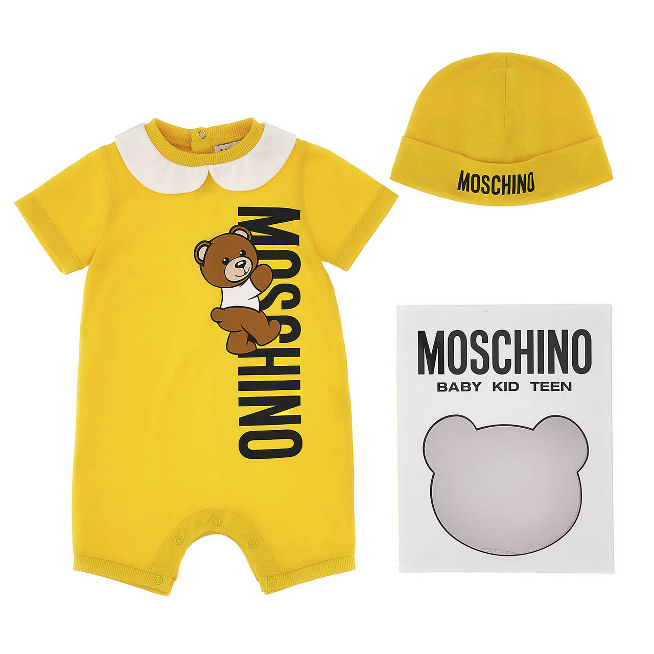 Set pañalero y gorro MOSCHINO para bebé