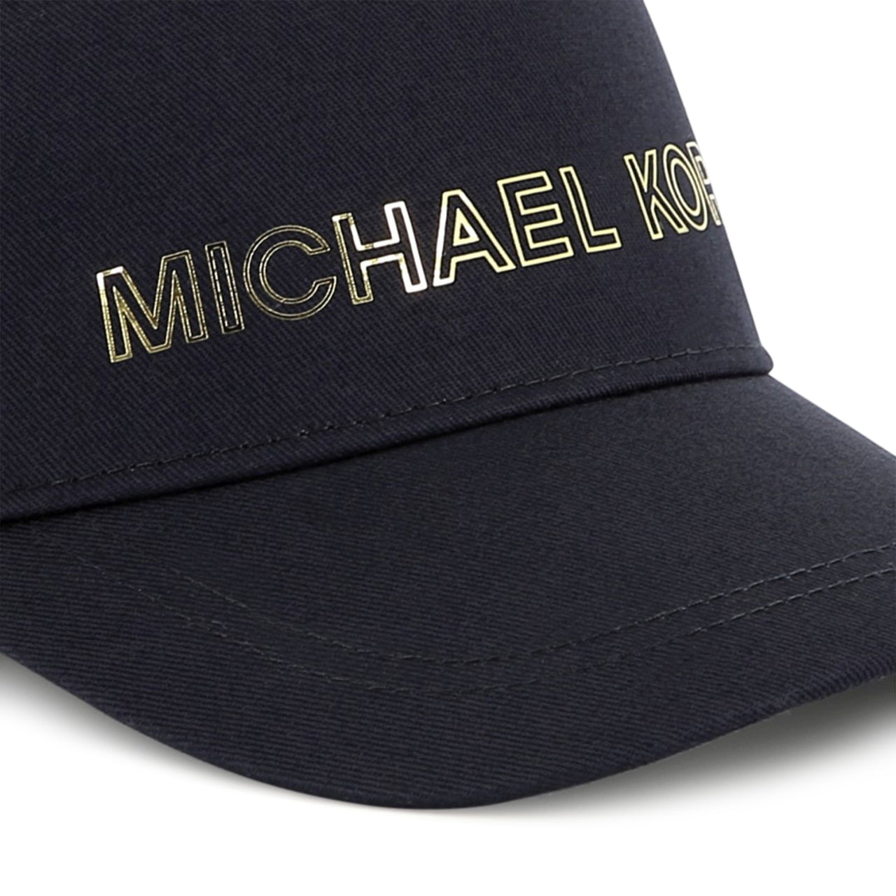 MICHAEL KORS Gorra para niña y adolescente azul marino logo en oro foil
