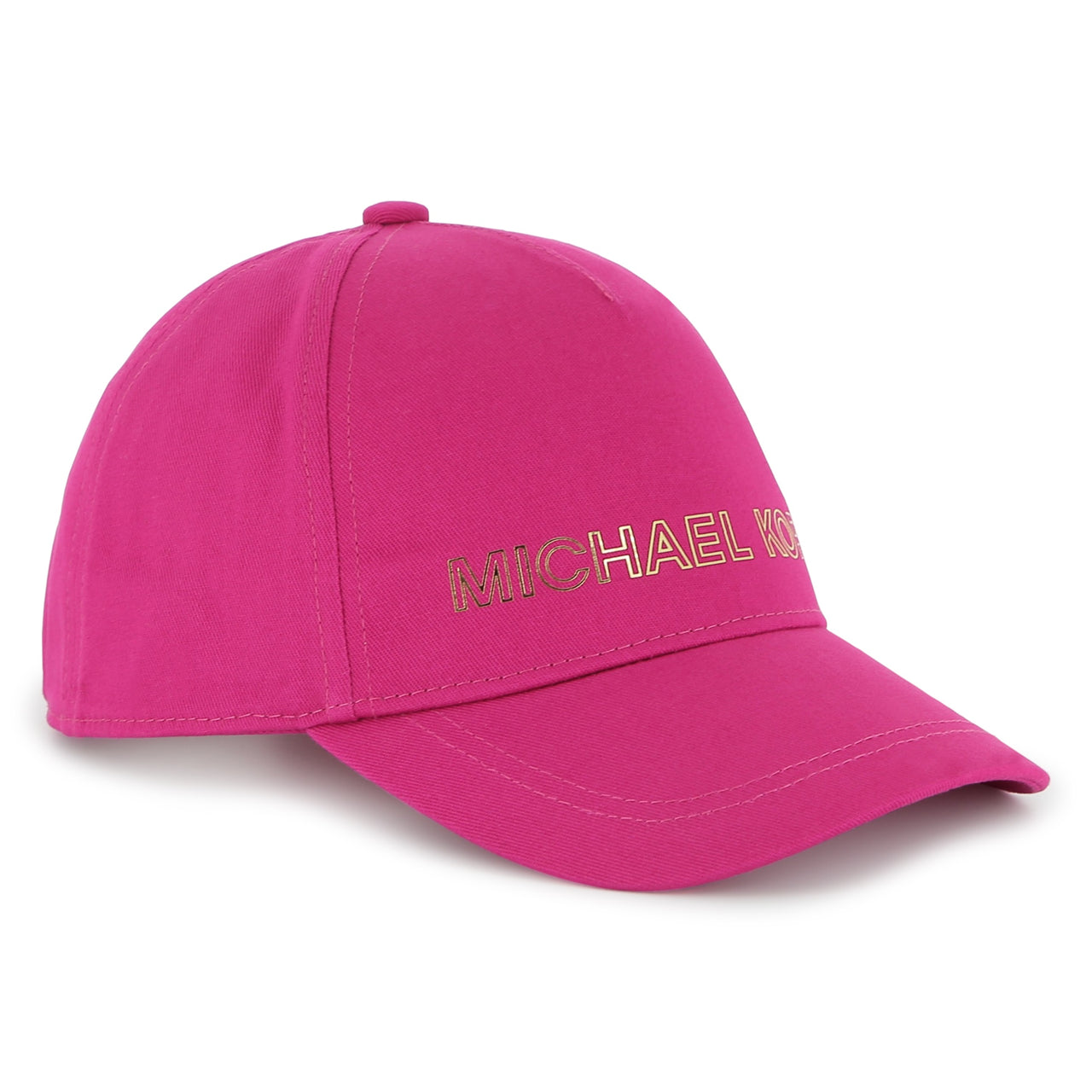 MICHAEL KORS Gorra para niña y adolescente fiusha logo en oro foil