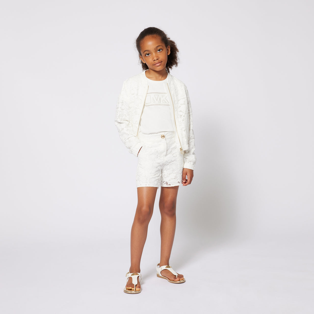 MICHAEL KORS Short para niña y adolescente blanco encaje
