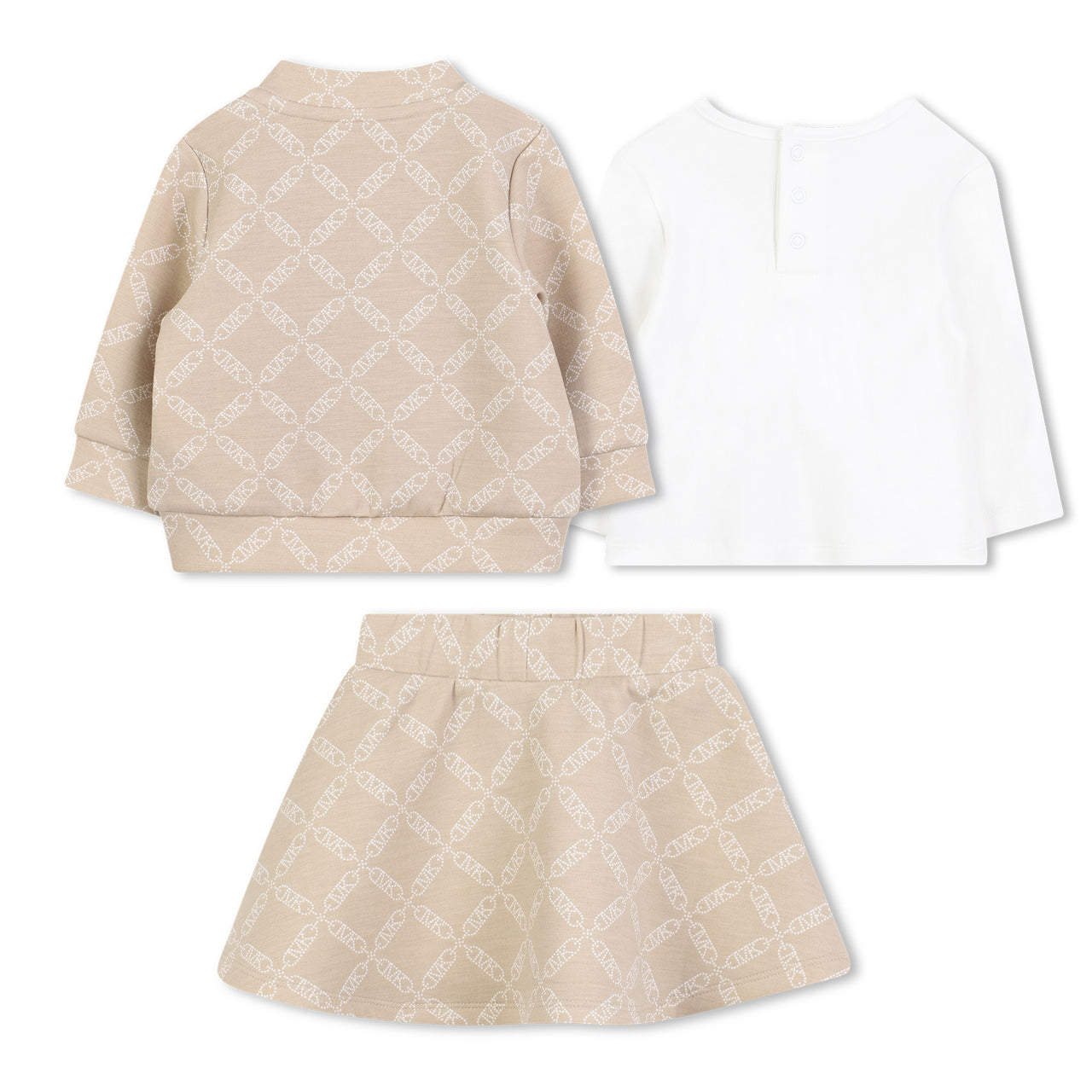 Michael Kors Set de falda, sudadera y playera para bebe niña beige