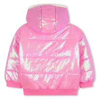 Thumbnail for Billieblush Chamarra rosa tornasol para niña y teen con capucha y borrega