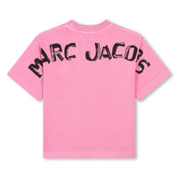 Thumbnail for MARC JACOBS Playera para niña y adolescente pequeño logo bordado al frente, rosa